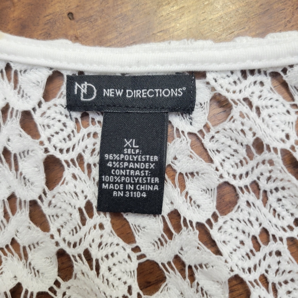 New Directions XL Lightweight Sheer Knit Swimsuit cover up Long Sleeve White - Picture 9 of 11